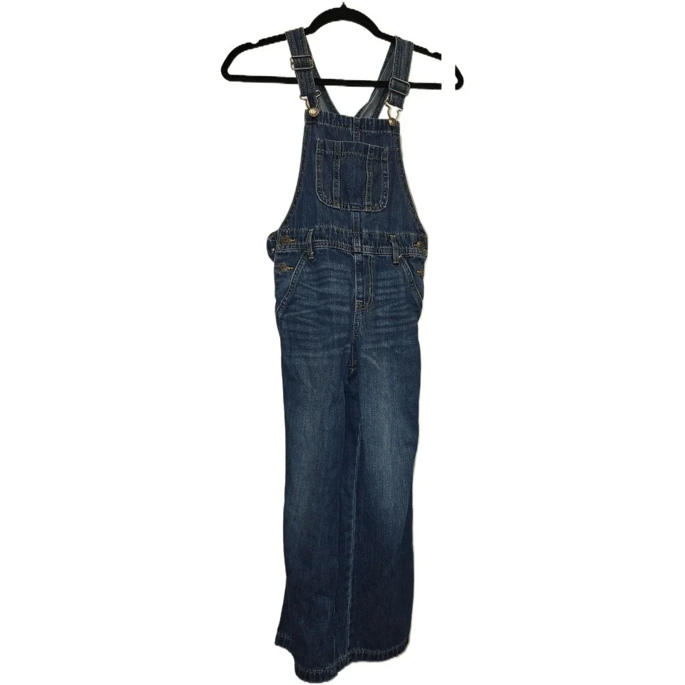 Cat & Jack Girls Medium Wash Denim Overalls Straight Leg Size M 8